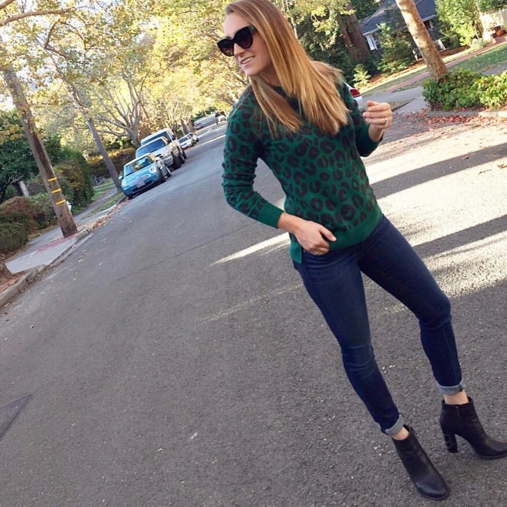 Green leopard sweater